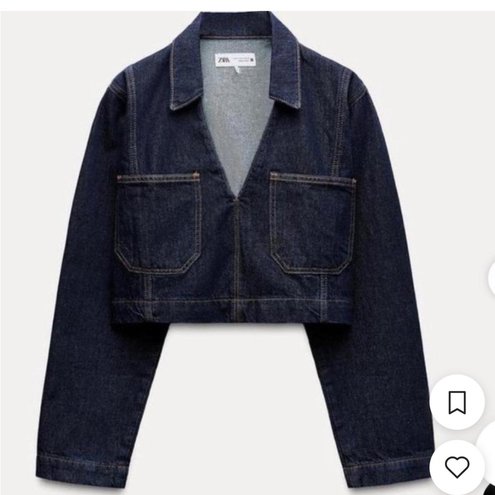 Zara Women's Dark Blue denim crop top